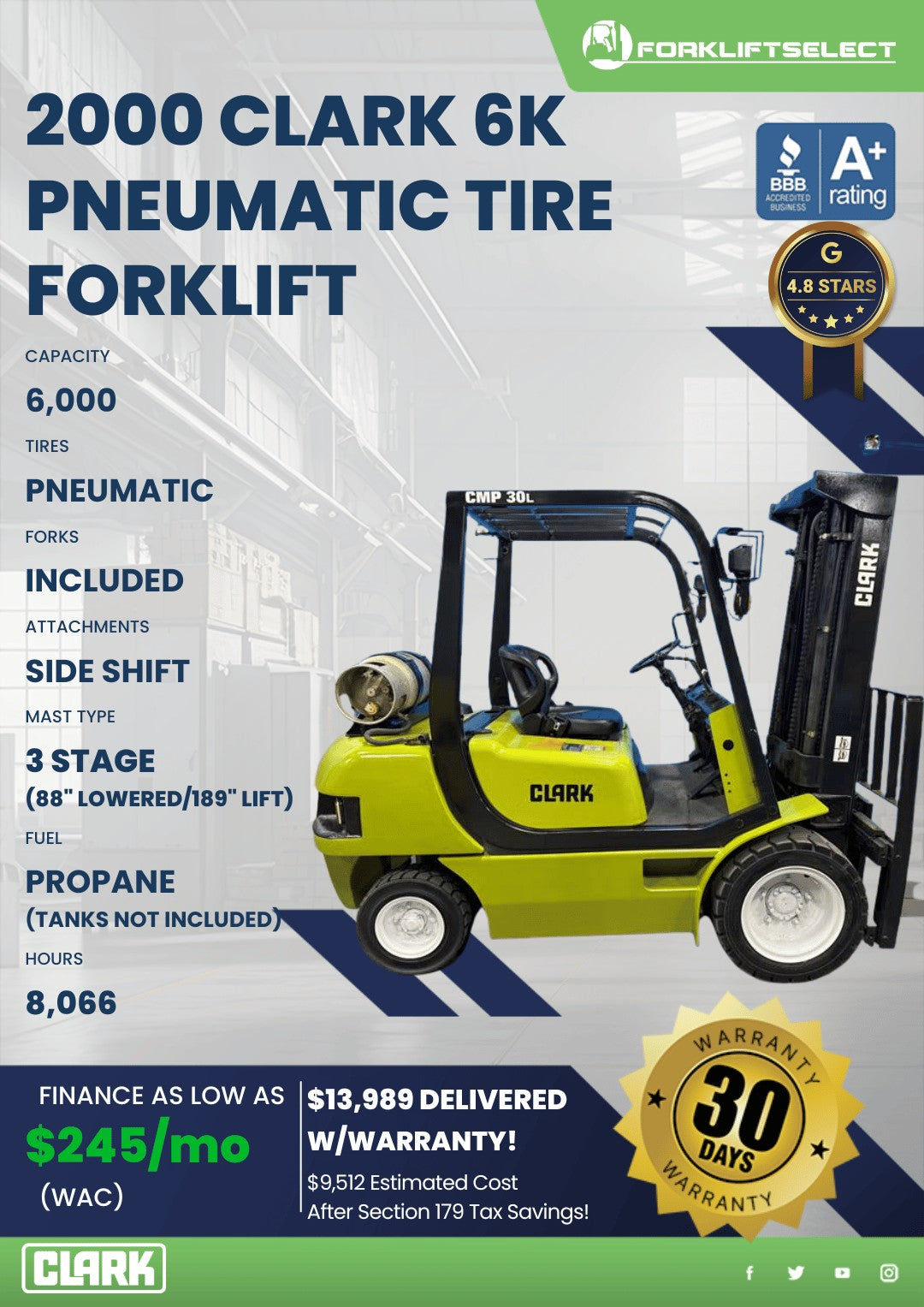 2000 Clark 6K Pneumatic