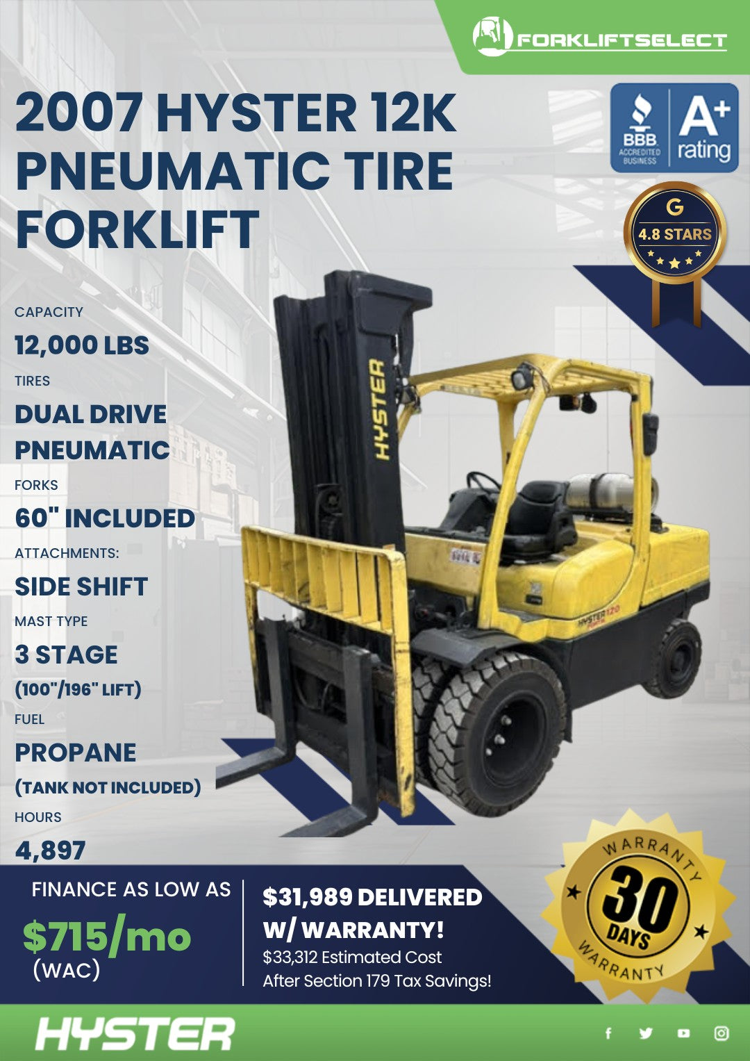 2007 Hyster 12K Pneumatic