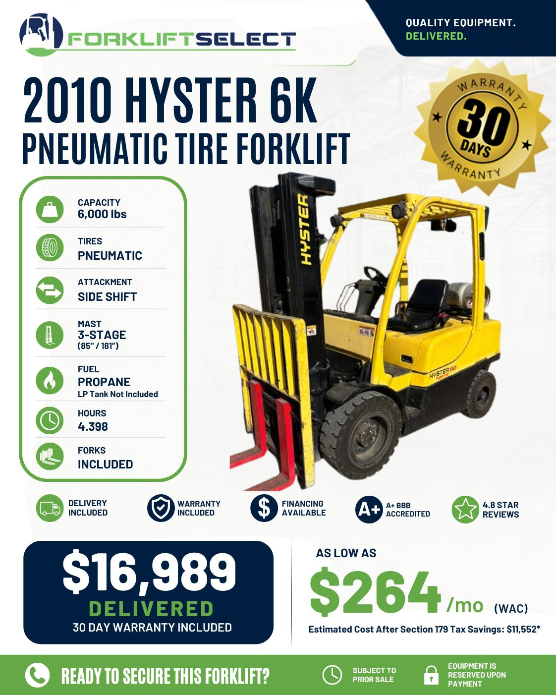 2010 Hyster 6K Pneumatic