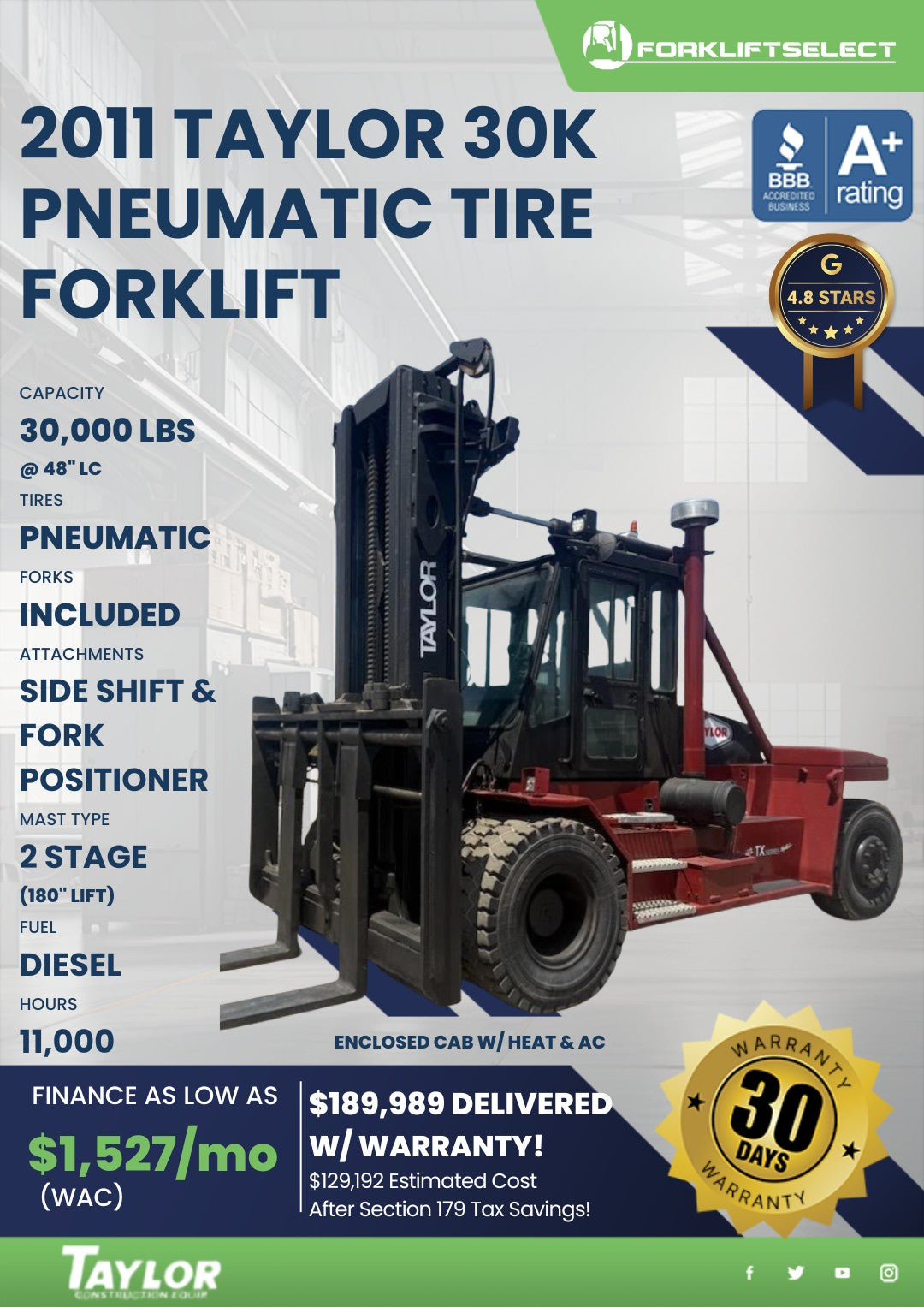 2011 Taylor 30K Pneumatic