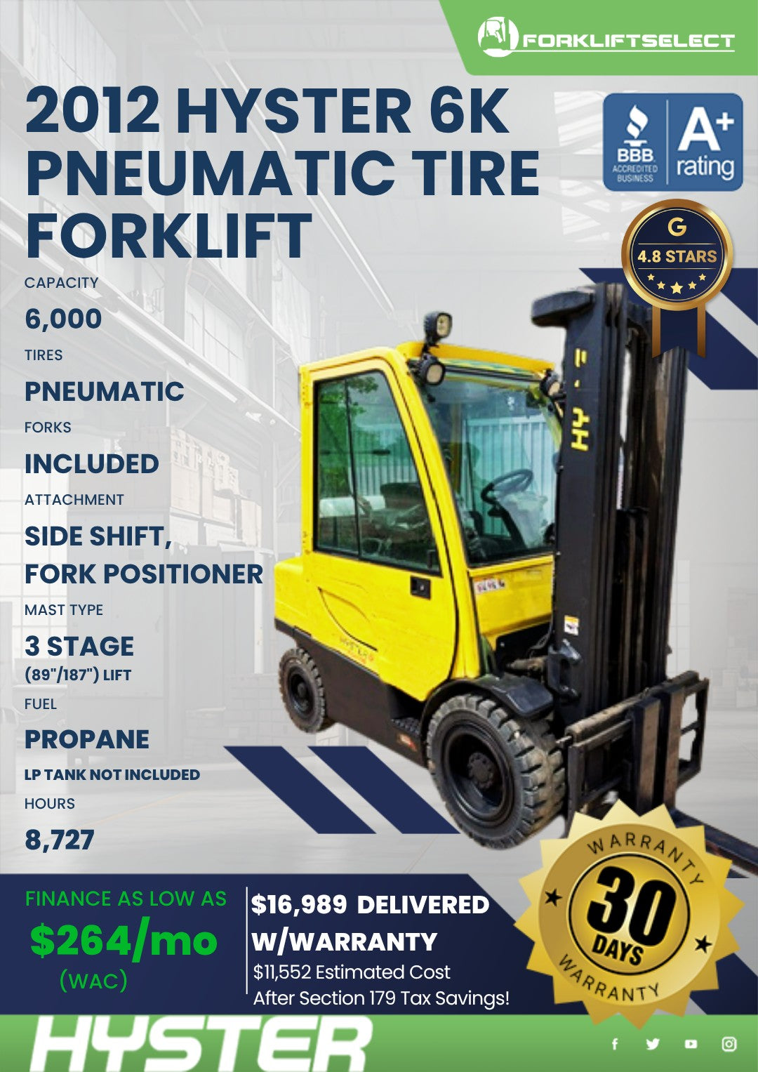 2012 Hyster 6K Pneumatic