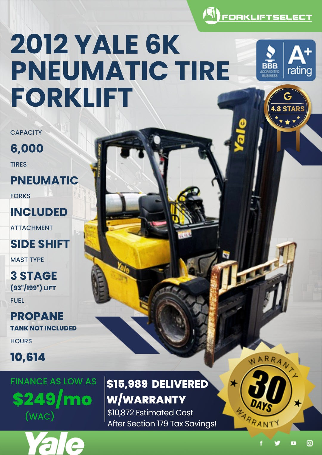 2012 Yale 6K Pneumatic