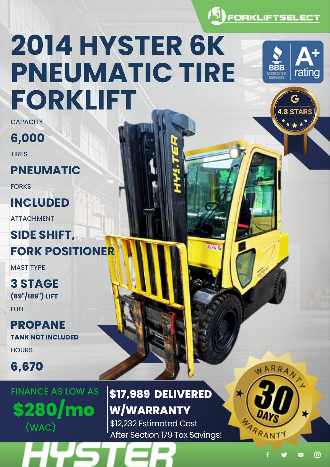 2014 Hyster 6K Pneumatic