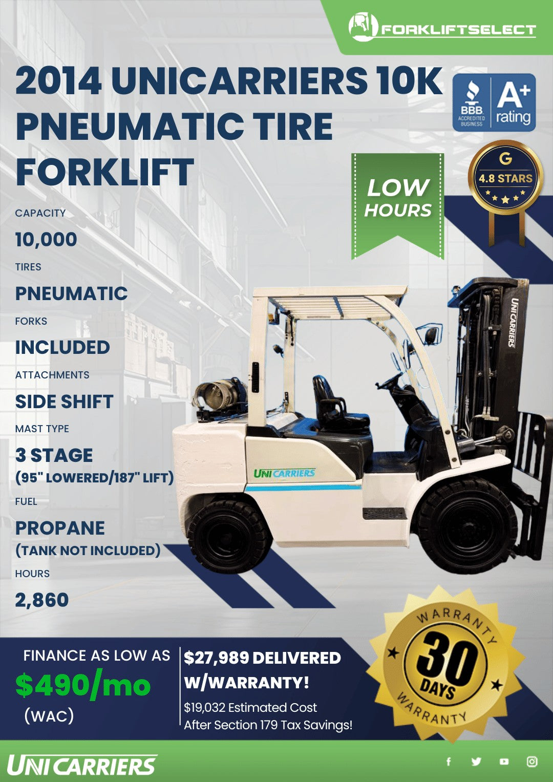 2014 UniCarriers 10K Pneumatic