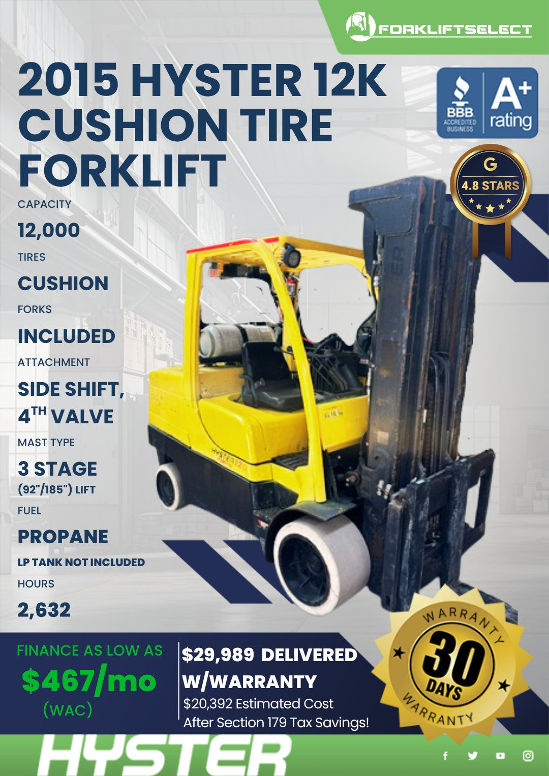 2015 Hyster 12K Cushion