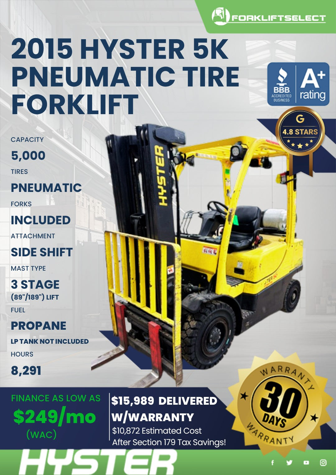 2015 Hyster 5K Pneumatic