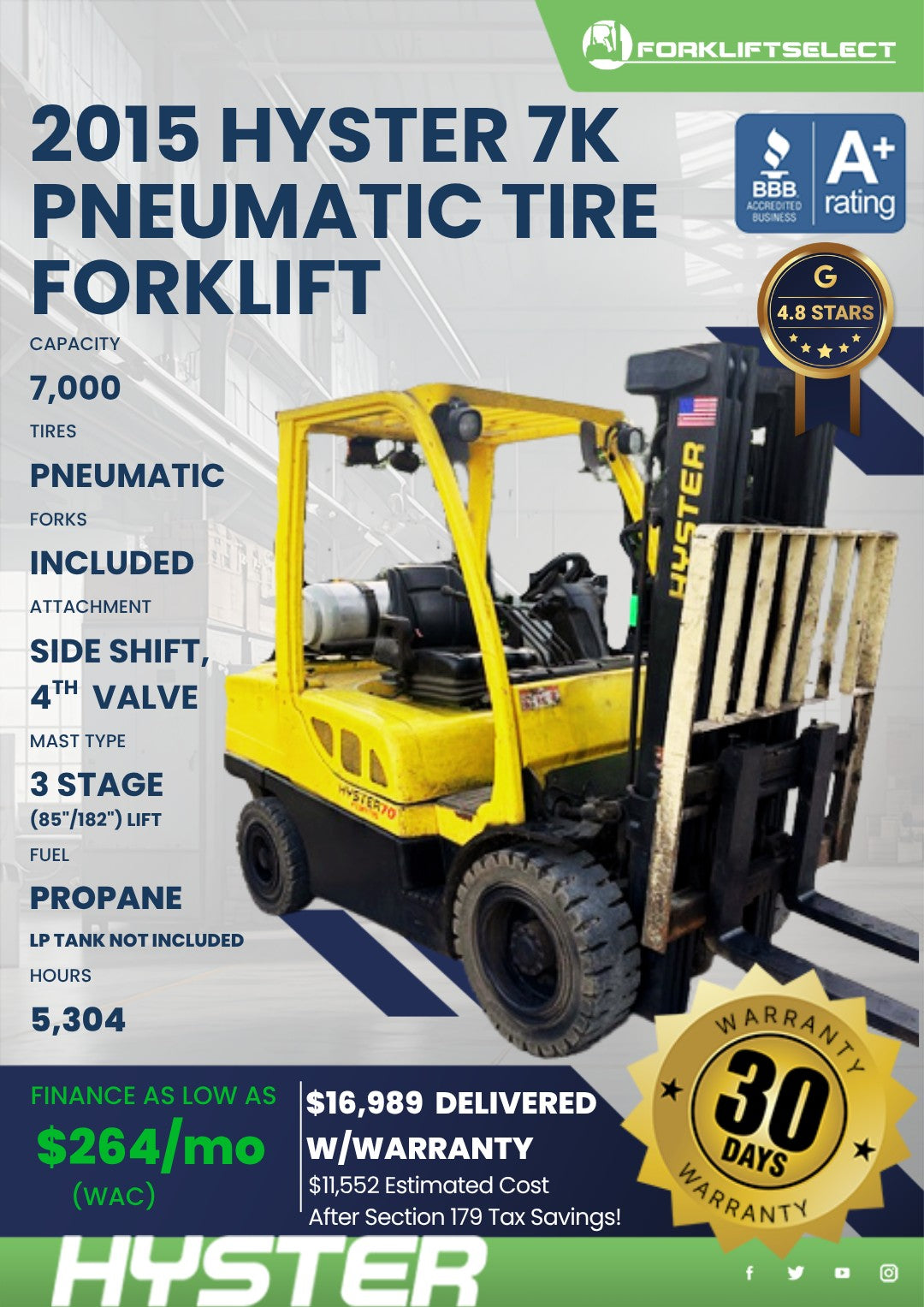 2015 Hyster 7K Pneumatic