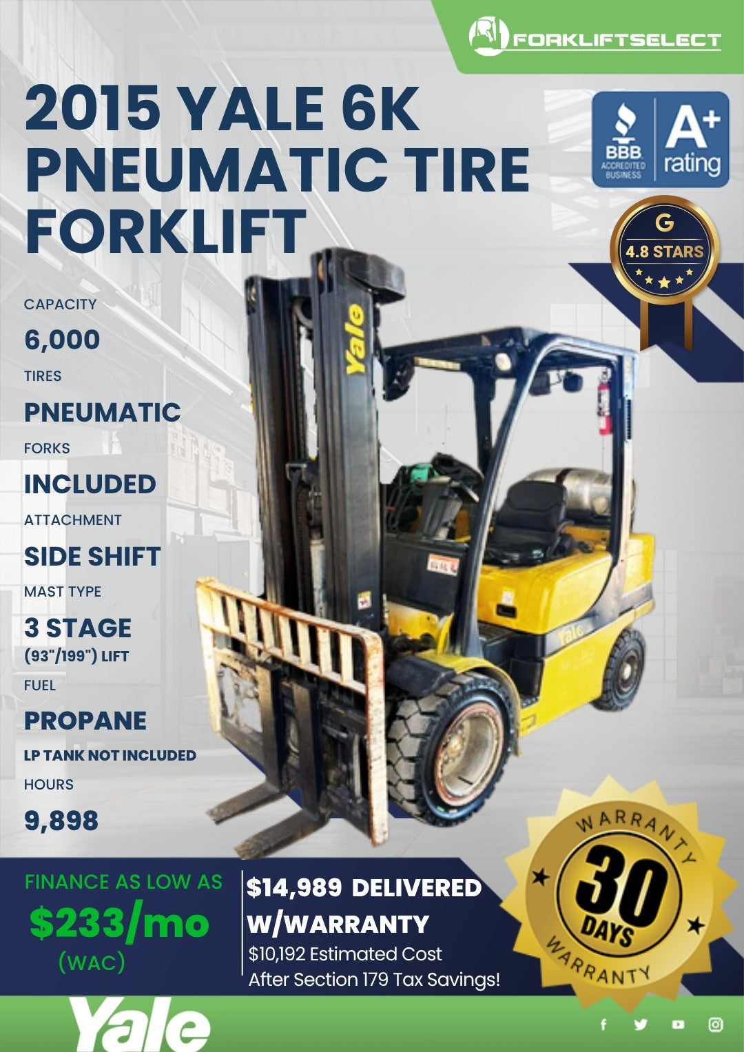 2015 Yale 6K Pneumatic