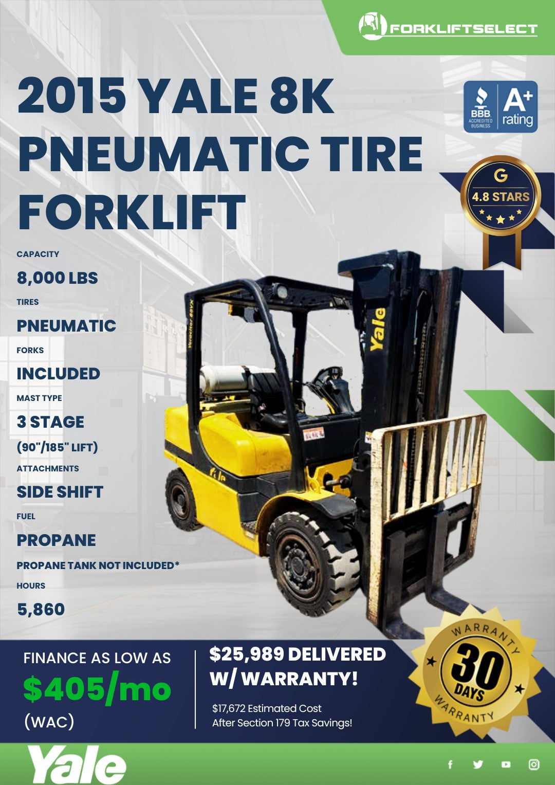 2015 Yale 8K Pneumatic