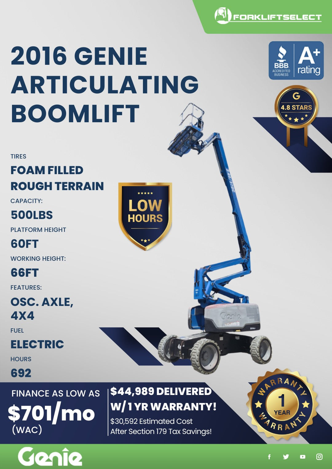 2016 Genie 1K Pneumatic