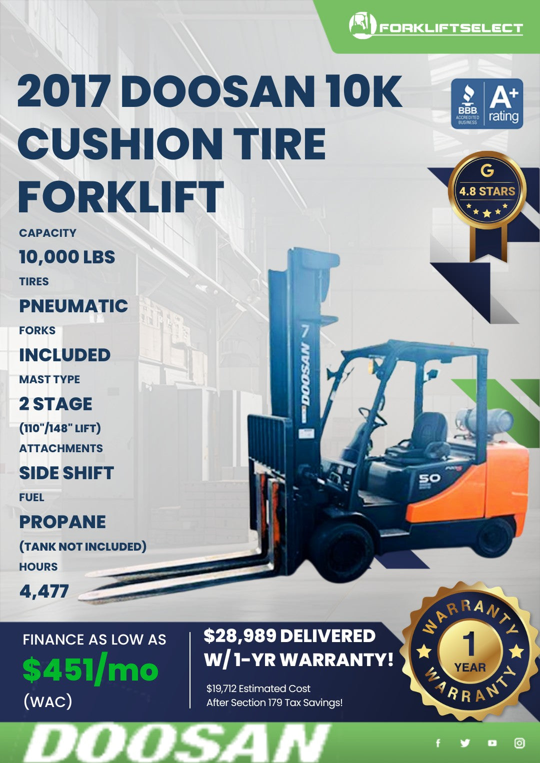 2017 Doosan 10K Cushion
