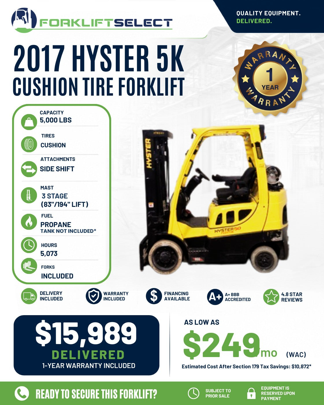 2017 Hyster 5K Cushion