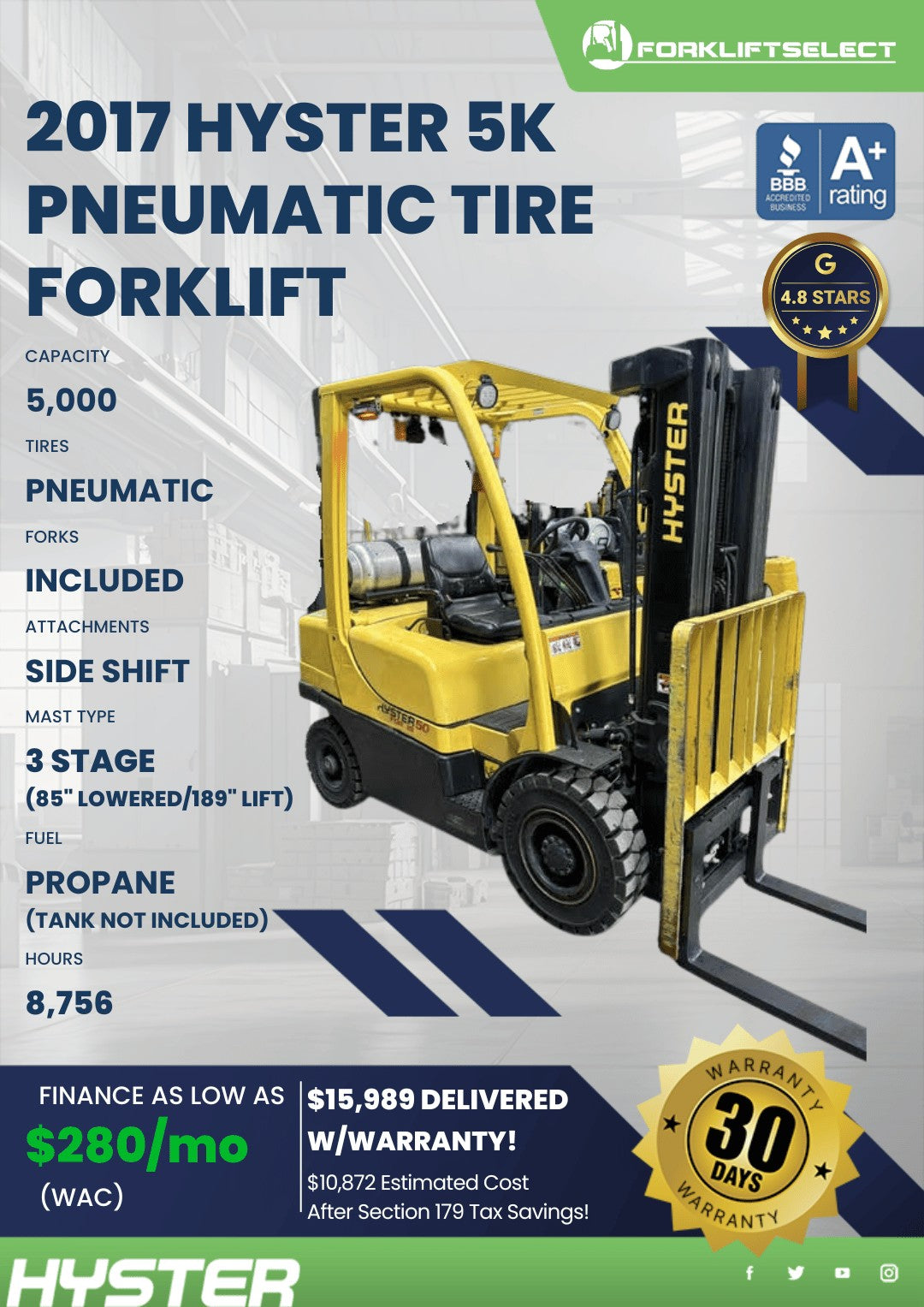 2017 Hyster 5K Pneumatic
