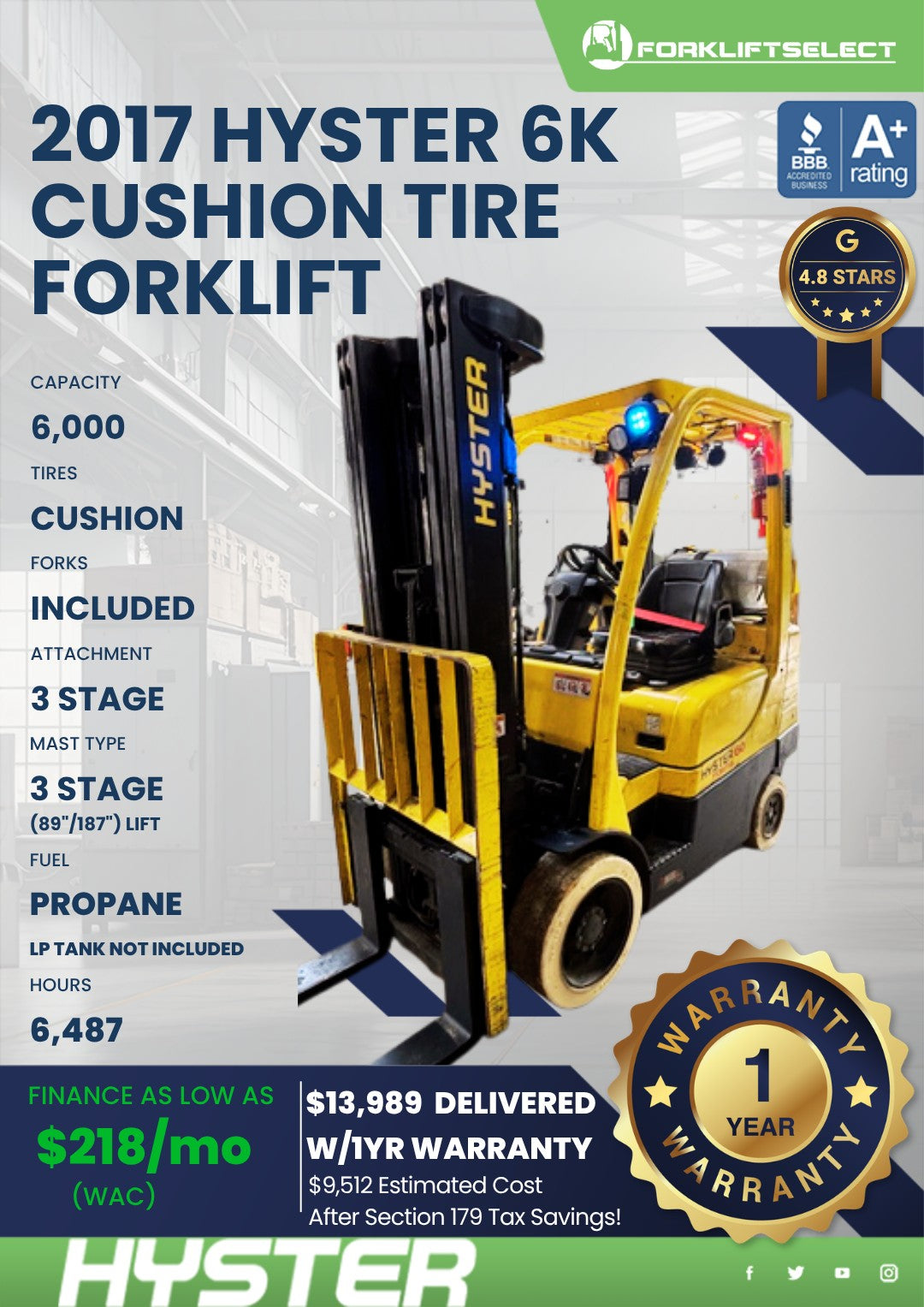 2017 Hyster 6K Cushion
