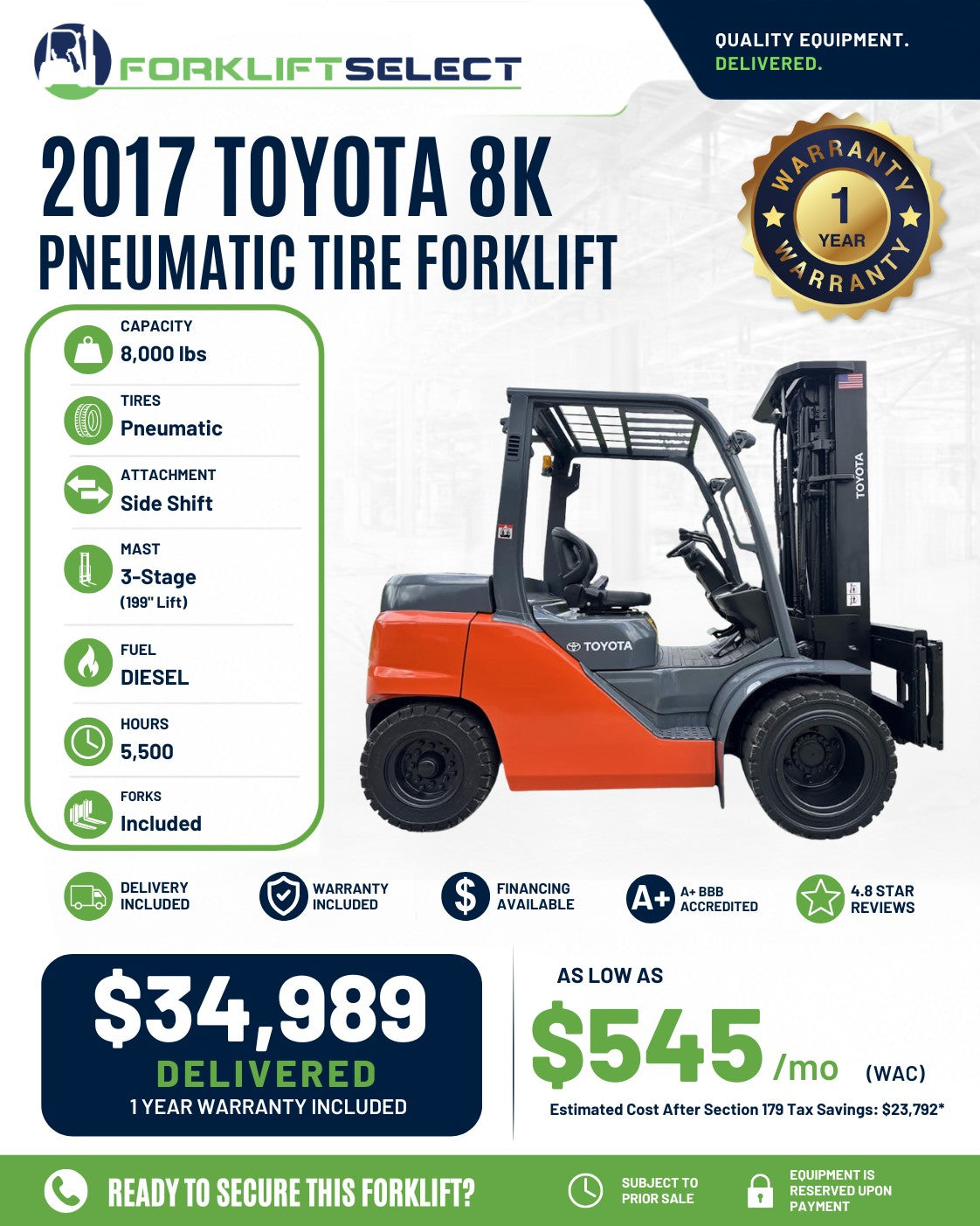 2017 Toyota 8K Pneumatic