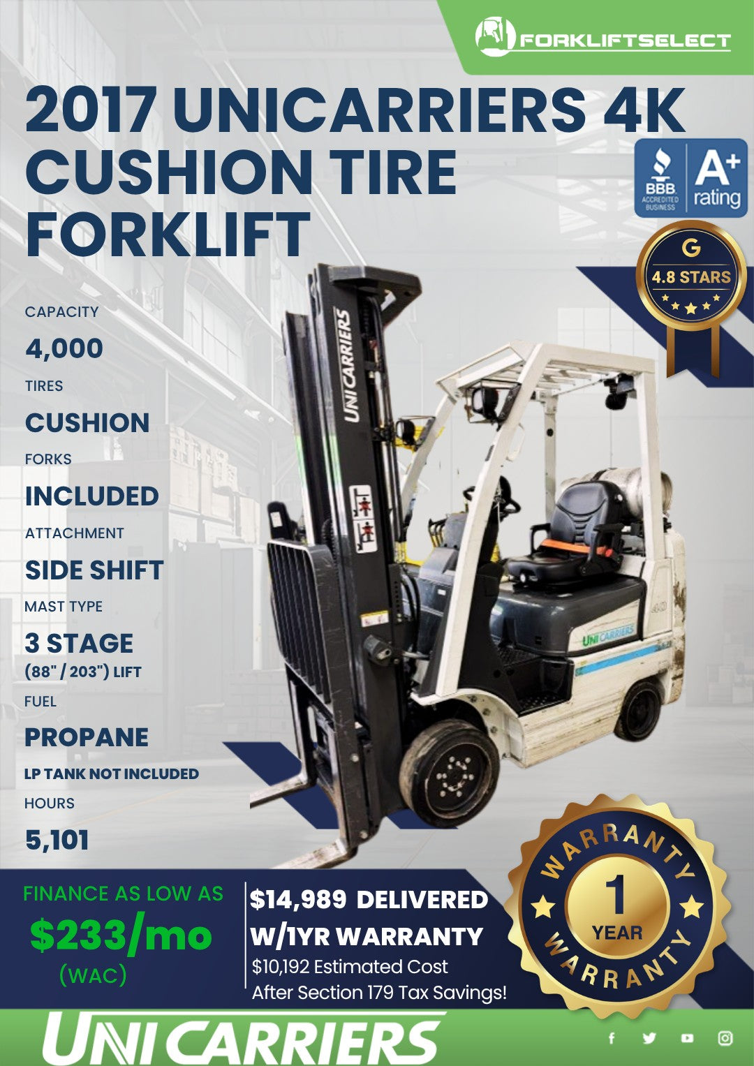 2017 UniCarriers 4K Cushion