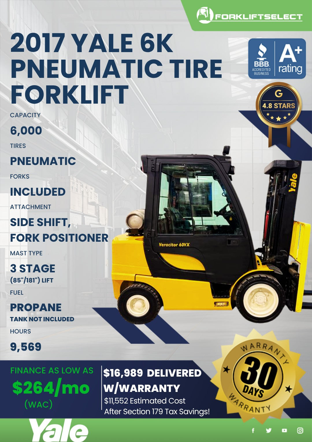 2017 Yale 6K Pneumatic