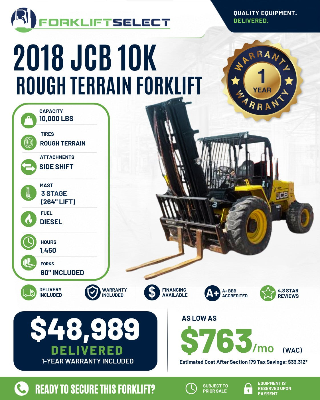 2018 JCB 10K Pneumatic