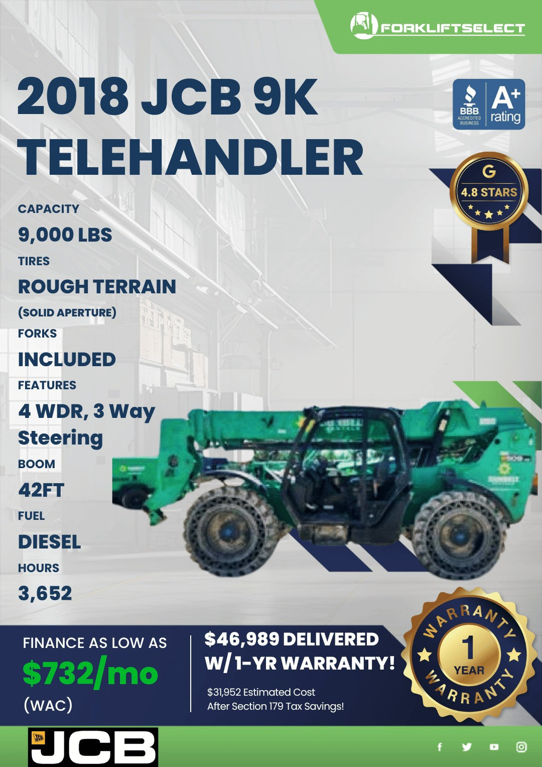 2018 JCB 9K Pneumatic