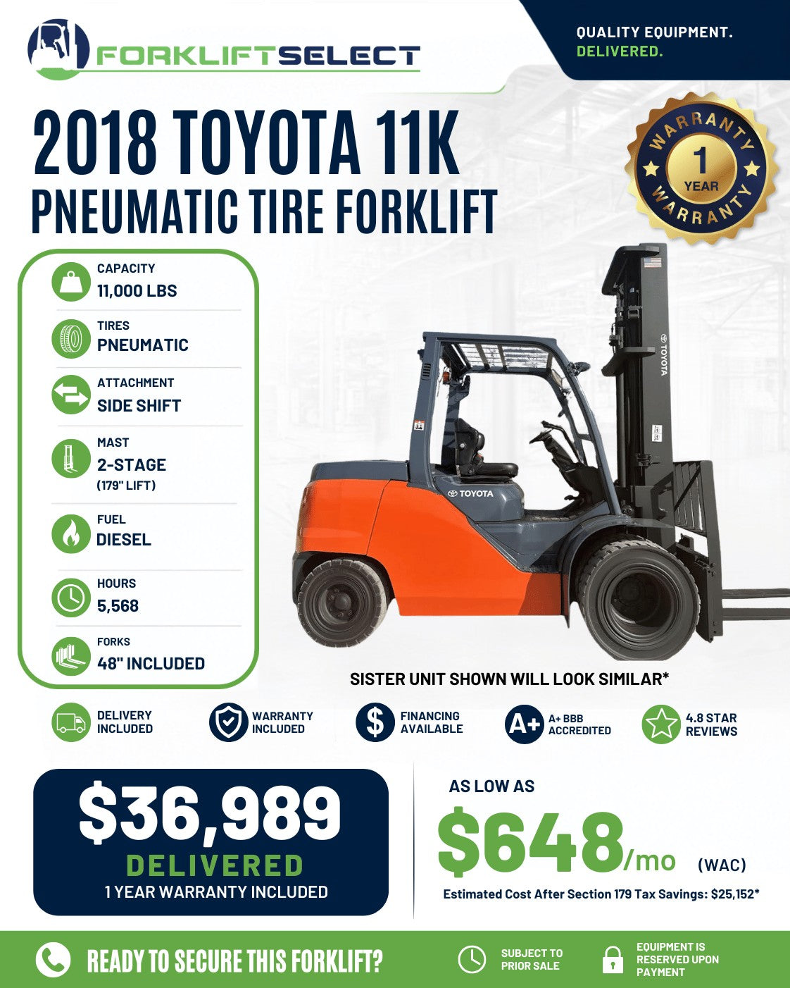 2018 Toyota 11K Pneumatic