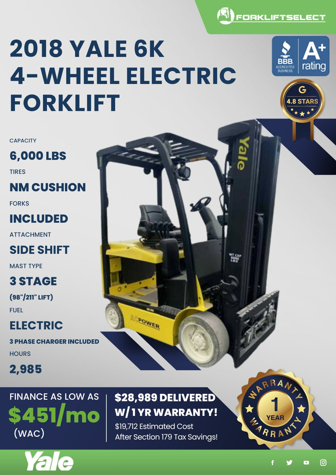 2018 Yale 6K Cushion