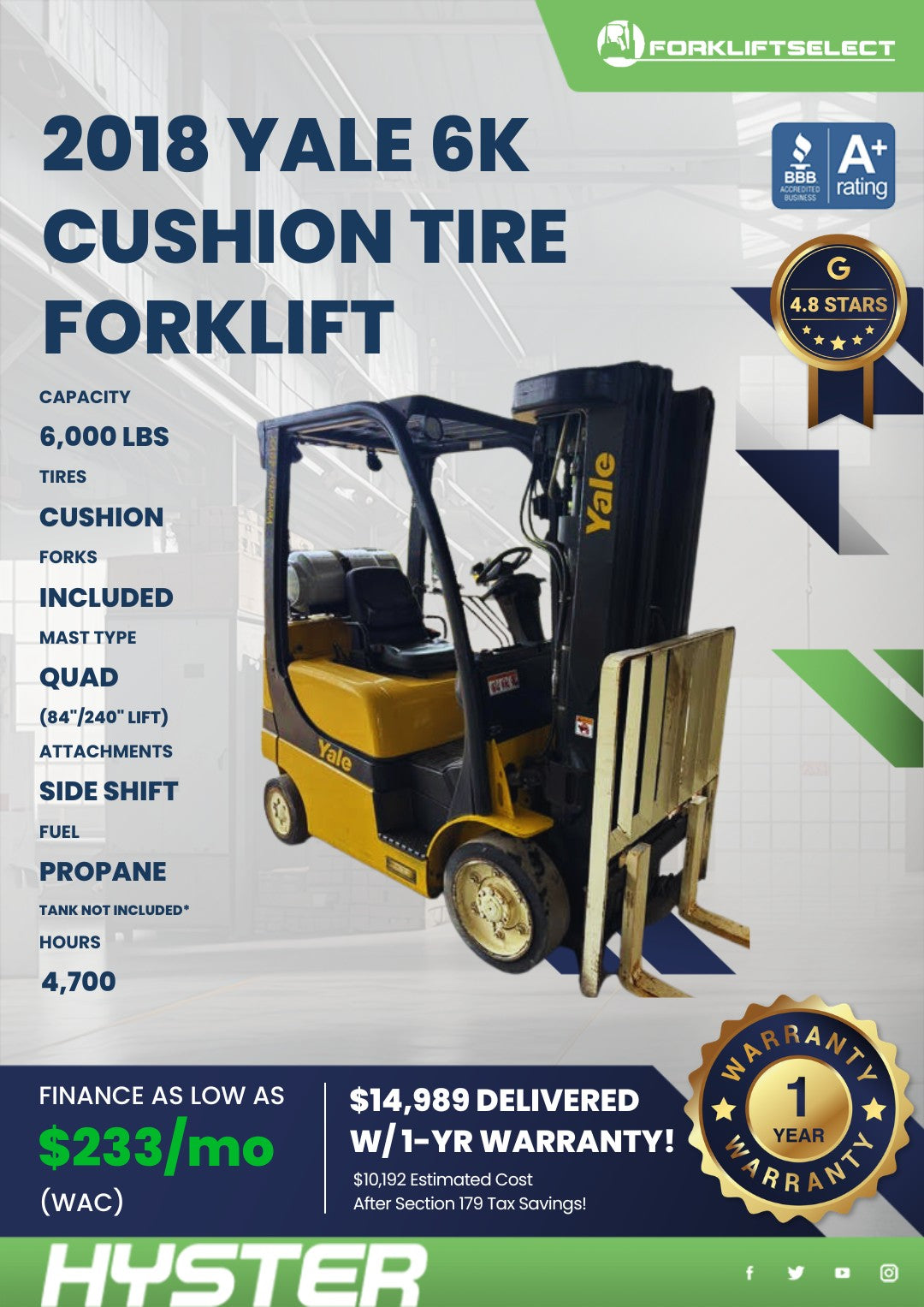 2018 Yale 6K Cushion