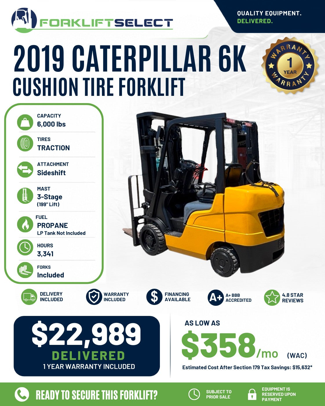2019 Caterpillar 6K Cushion