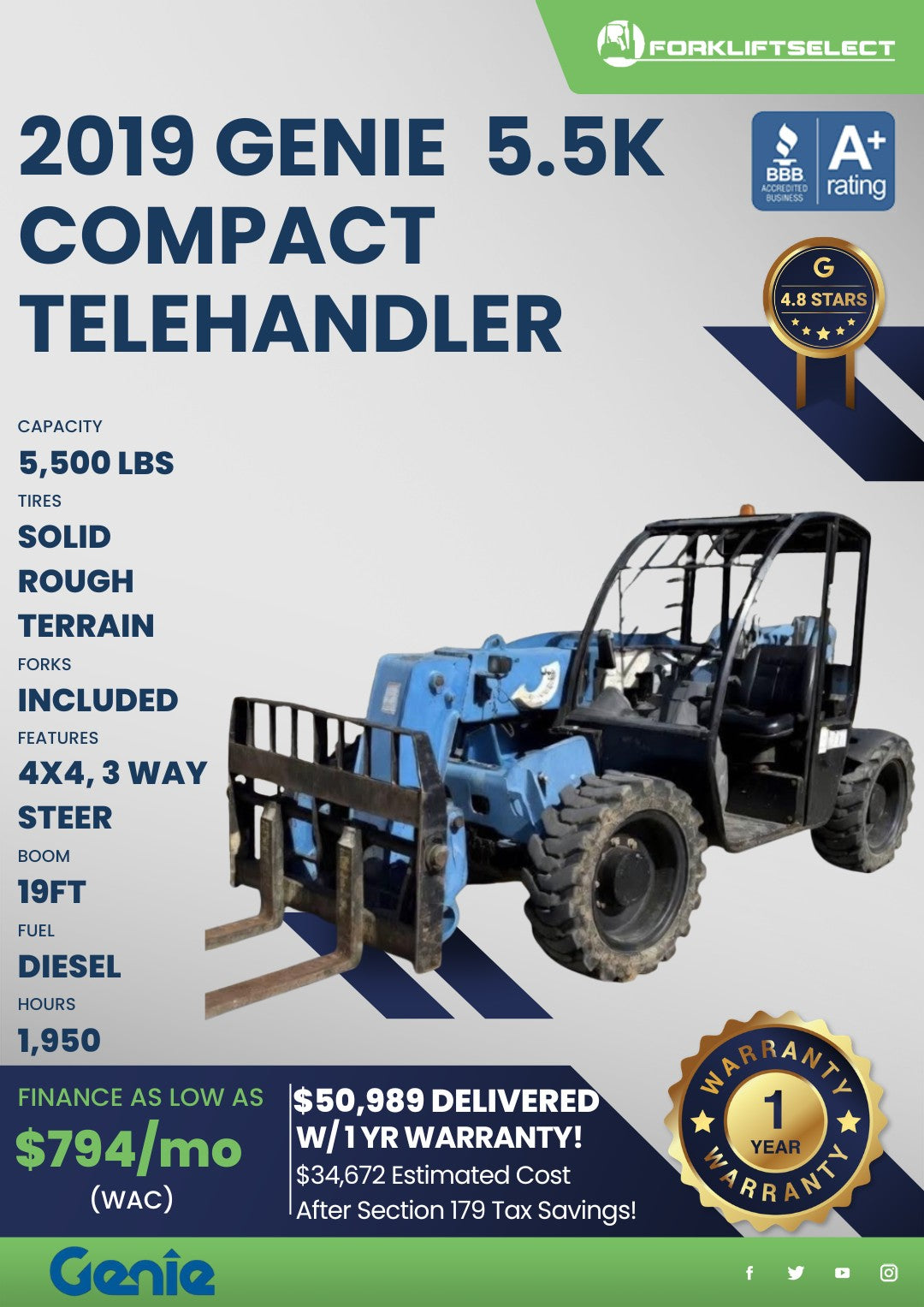 2019 Genie 6K Pneumatic