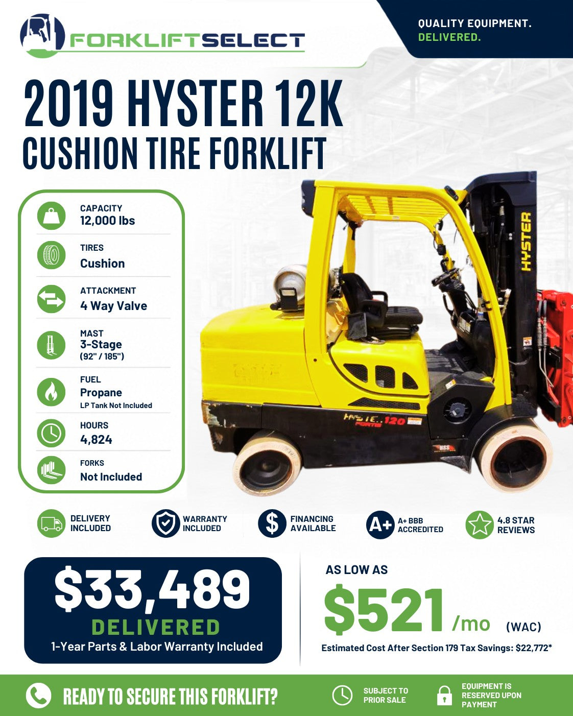 2019 Hyster 12K Cushion