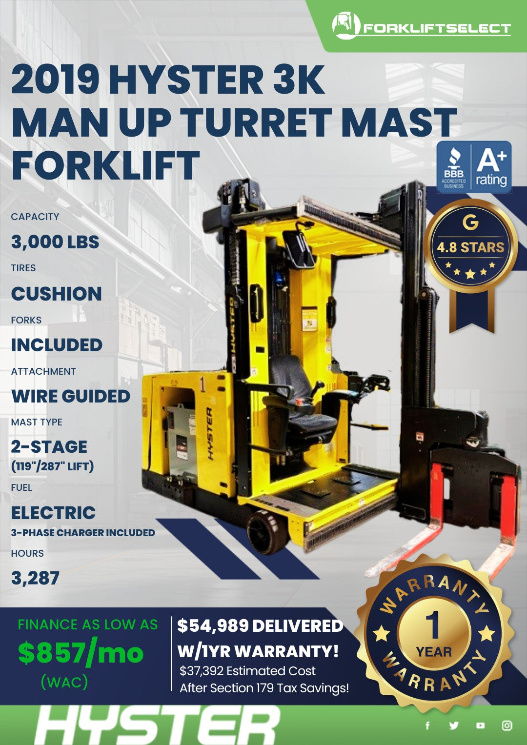 2019 Hyster 3K Cushion