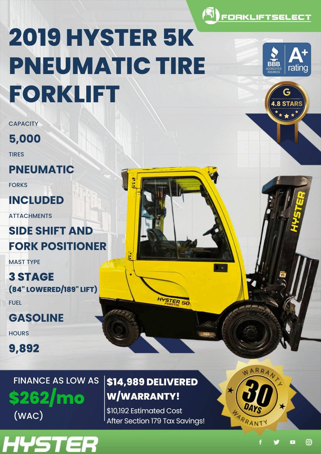 2019 Hyster 5K Pneumatic