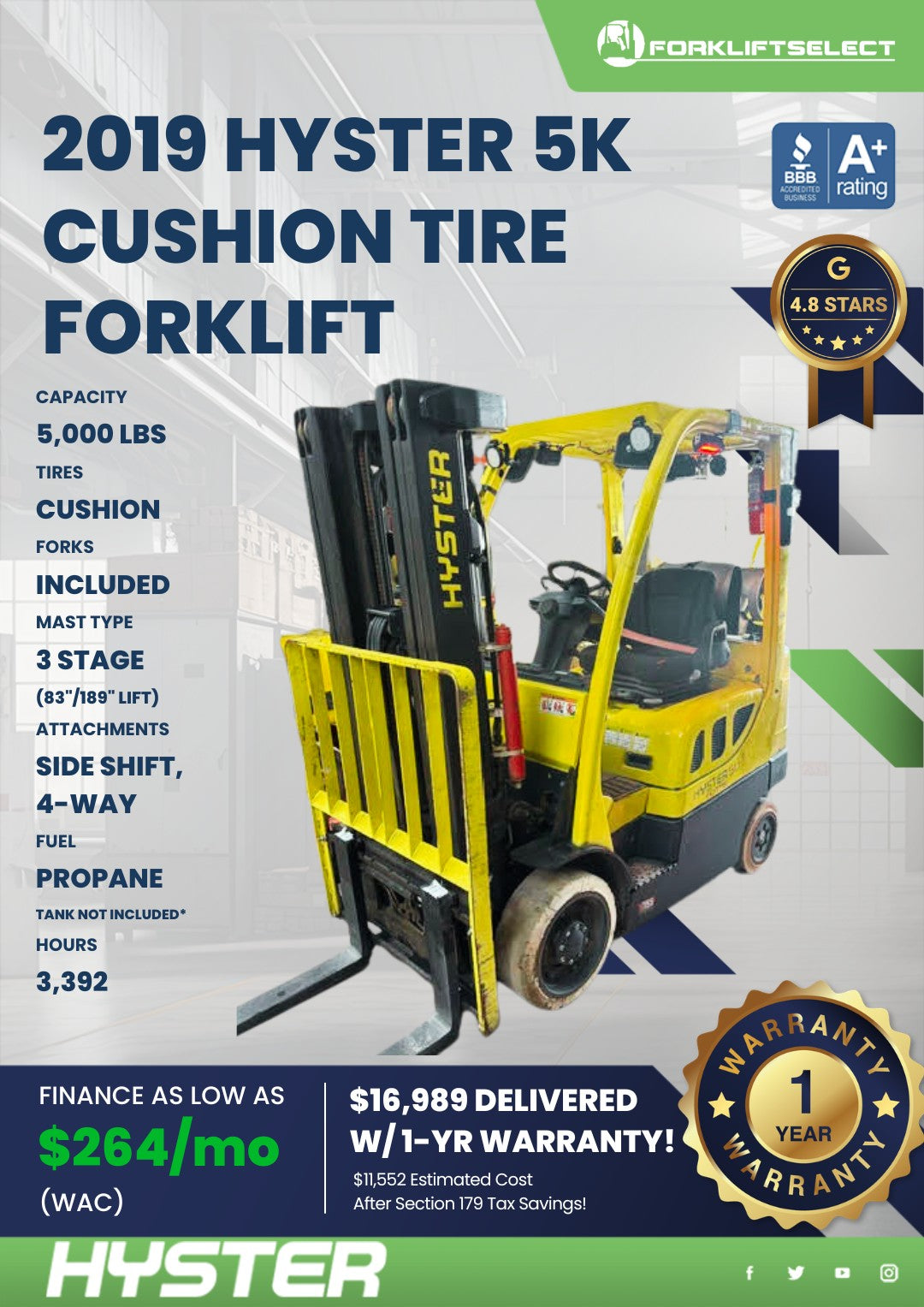 2019 Hyster 5K Cushion