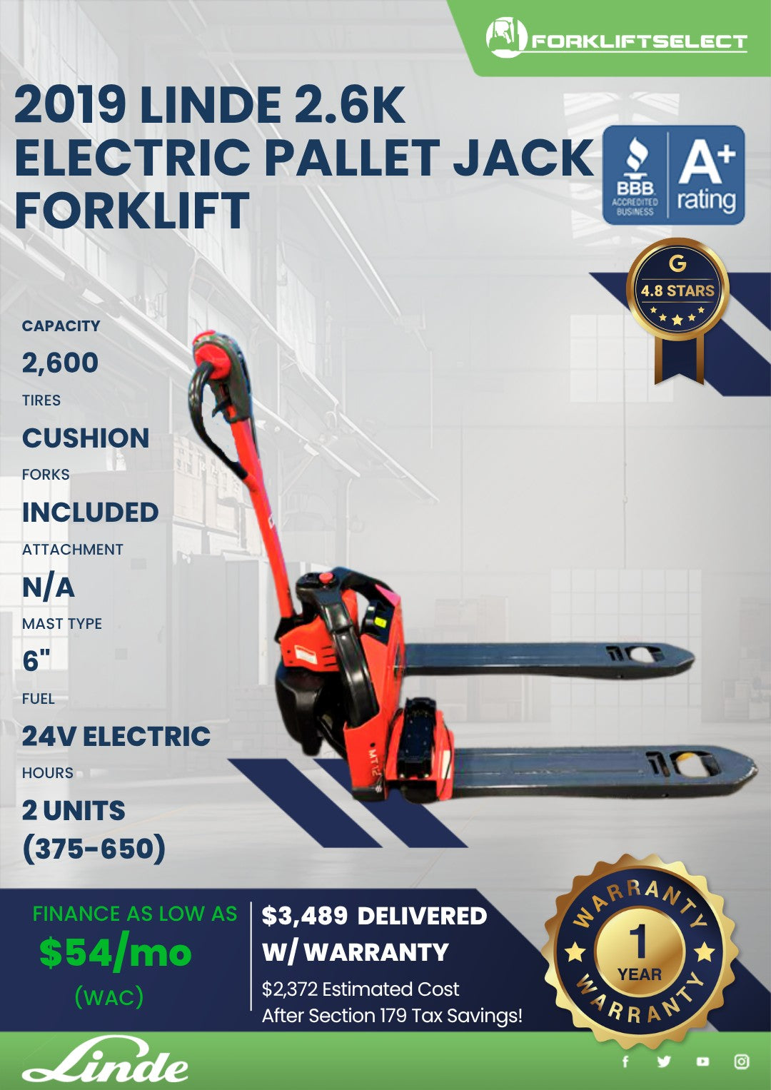 2019 Linde 3K Cushion