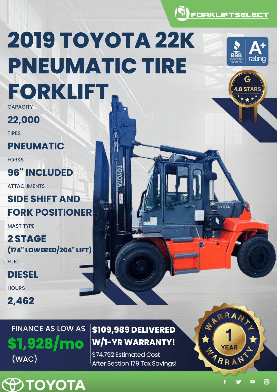 2019 Toyota 22K Pneumatic