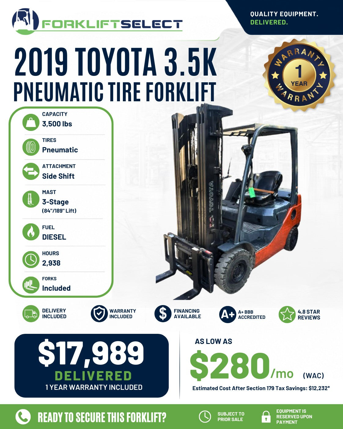 2019 Toyota 4K Pneumatic