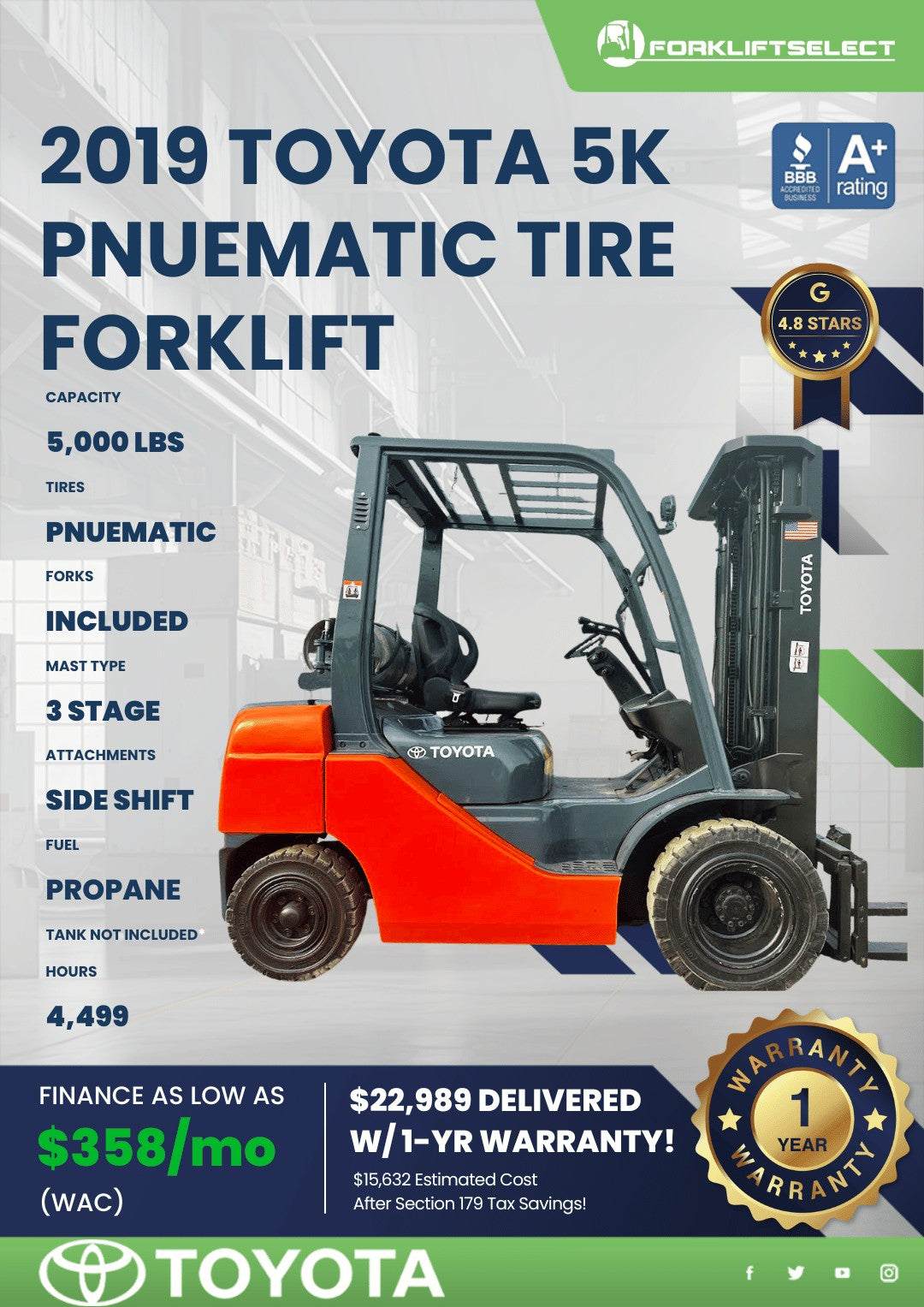 2019 Toyota 5K Pneumatic