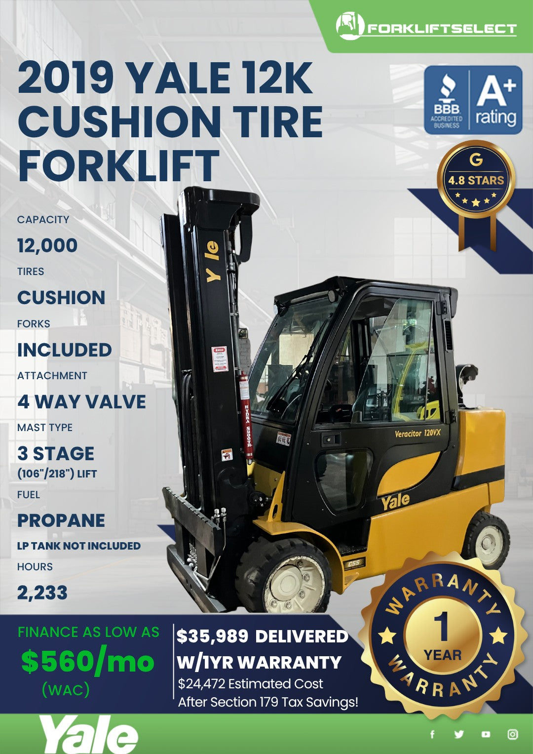 2019 Yale 12K Cushion