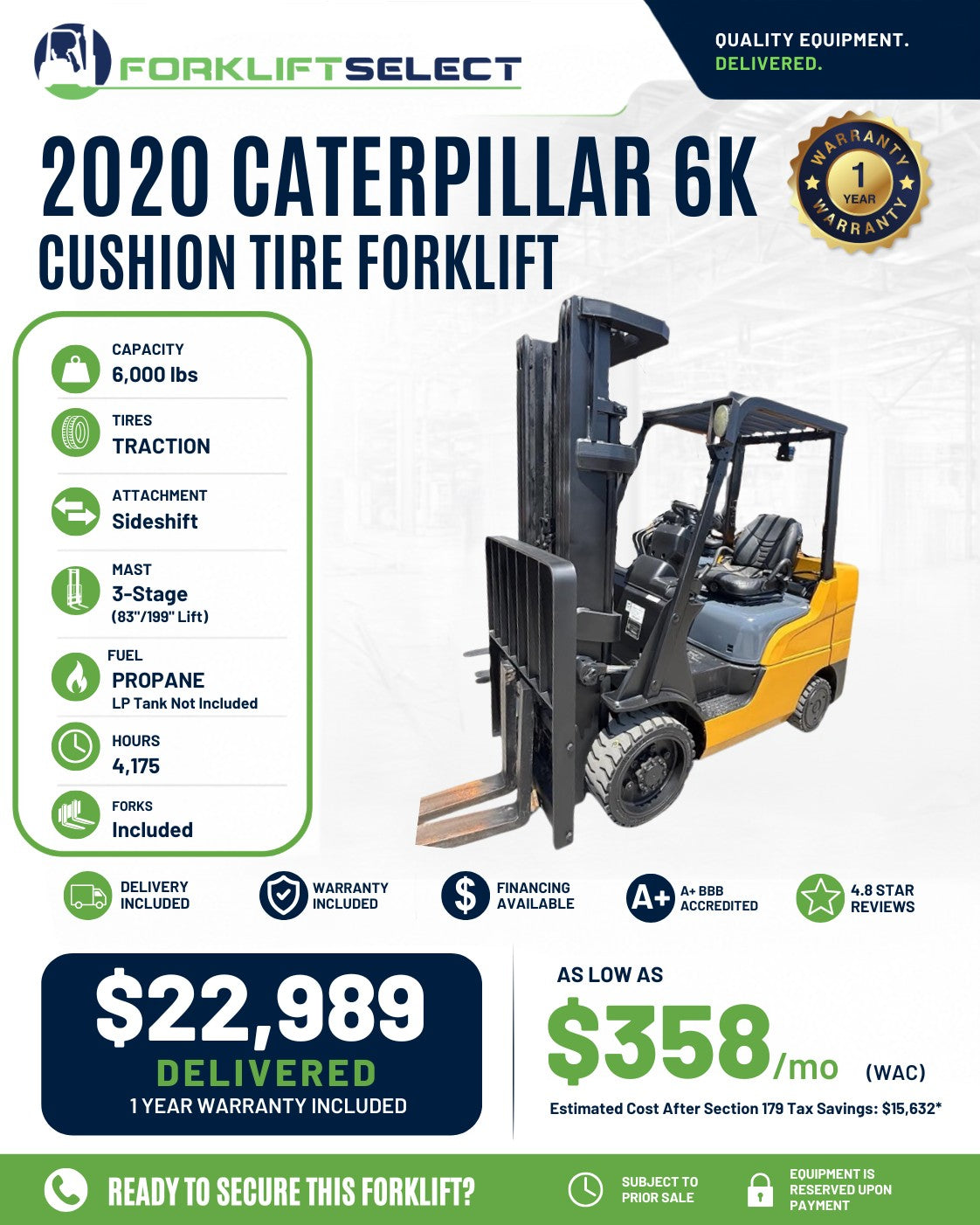 2020 Caterpillar 6K Cushion