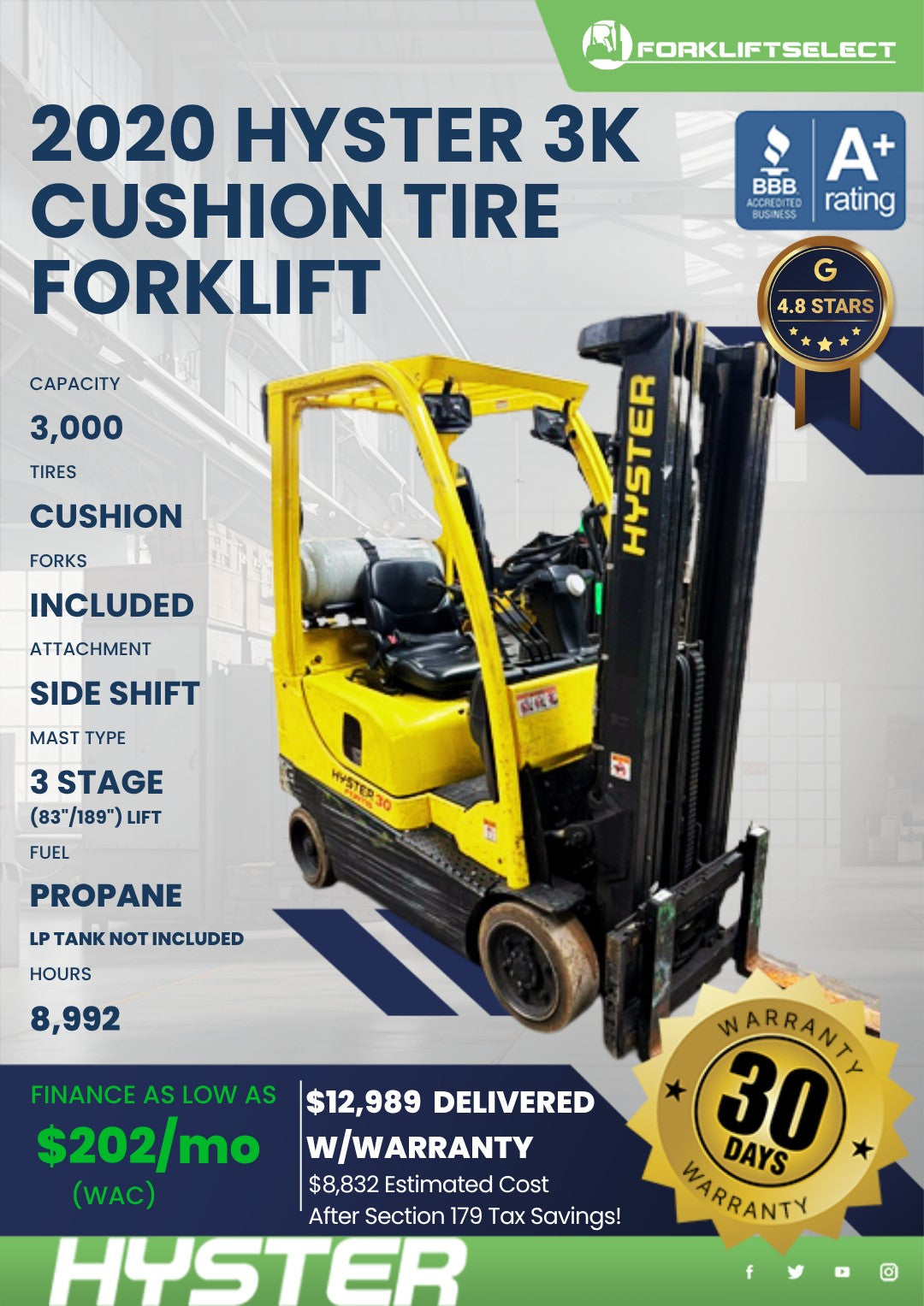 2020 Hyster 3K Cushion