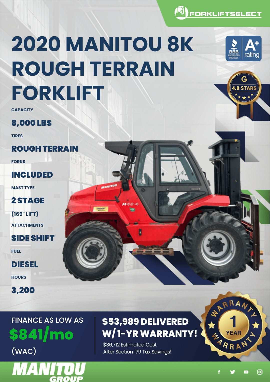2020 Manitou 8K Pneumatic