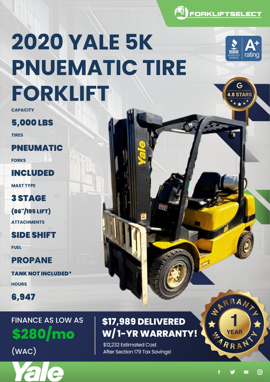 2020 Yale 5K Pneumatic