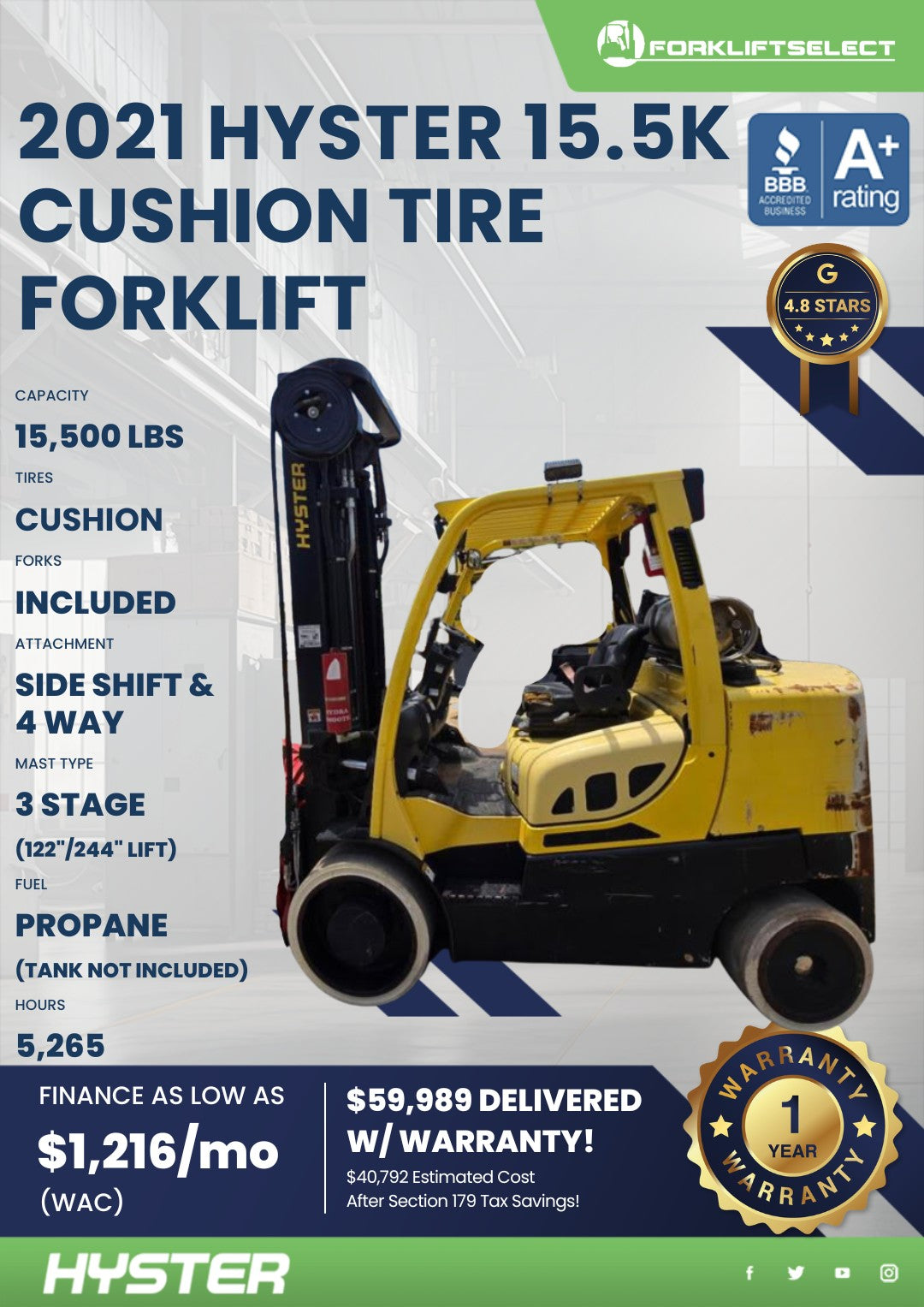 2021 Hyster 16K Cushion
