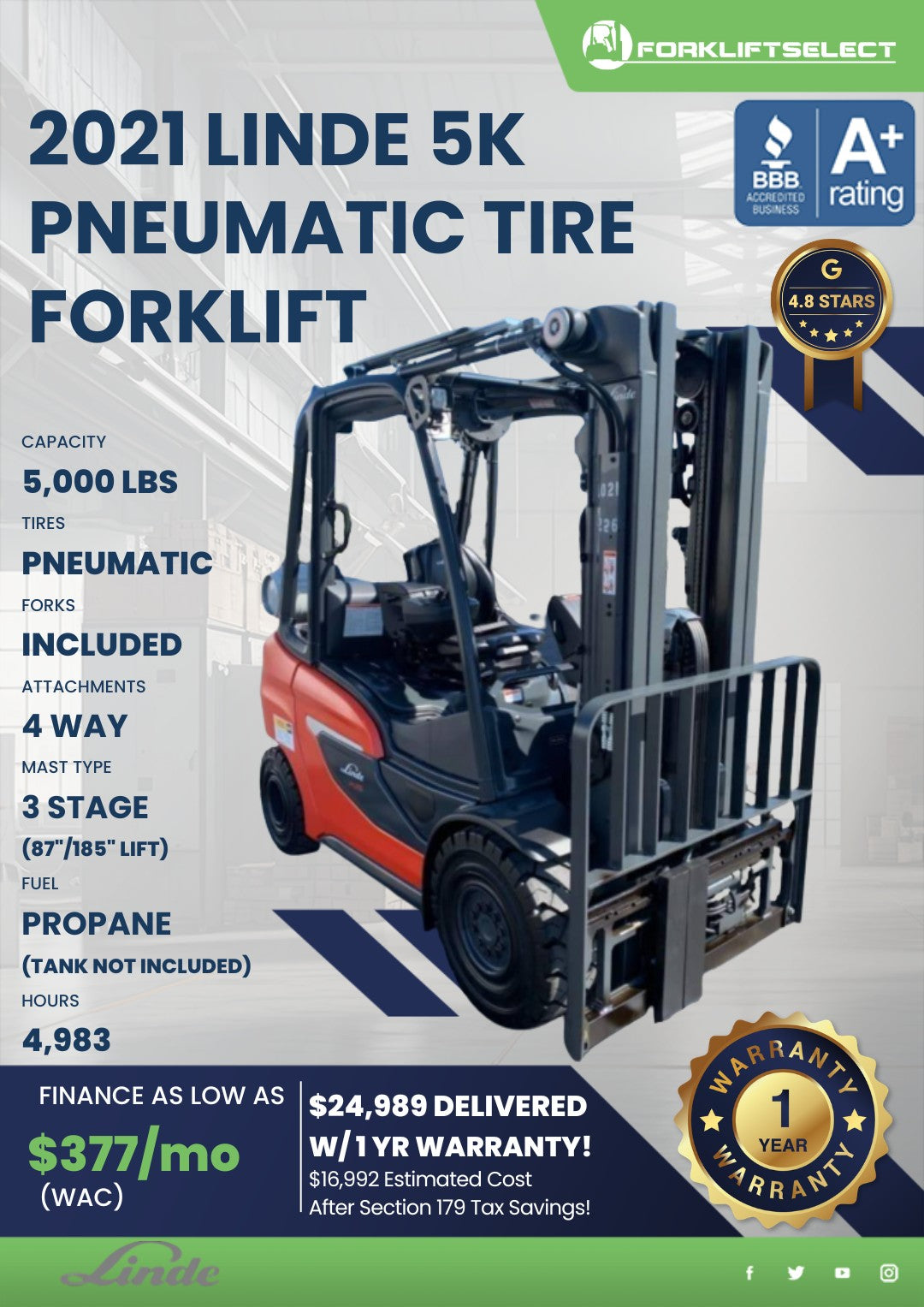 2021 Linde 5K Pneumatic