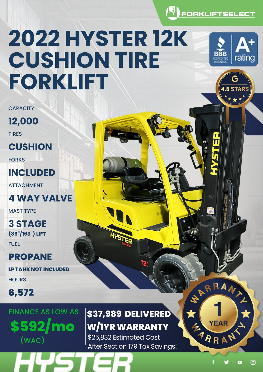 2022 Hyster 12K Cushion