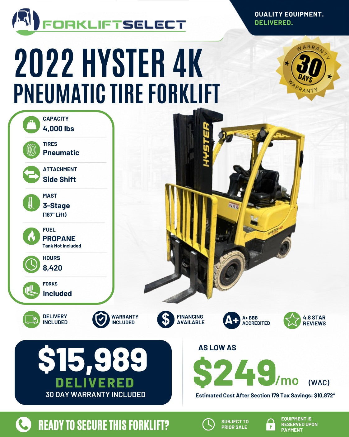 2022 Hyster 4K Pneumatic