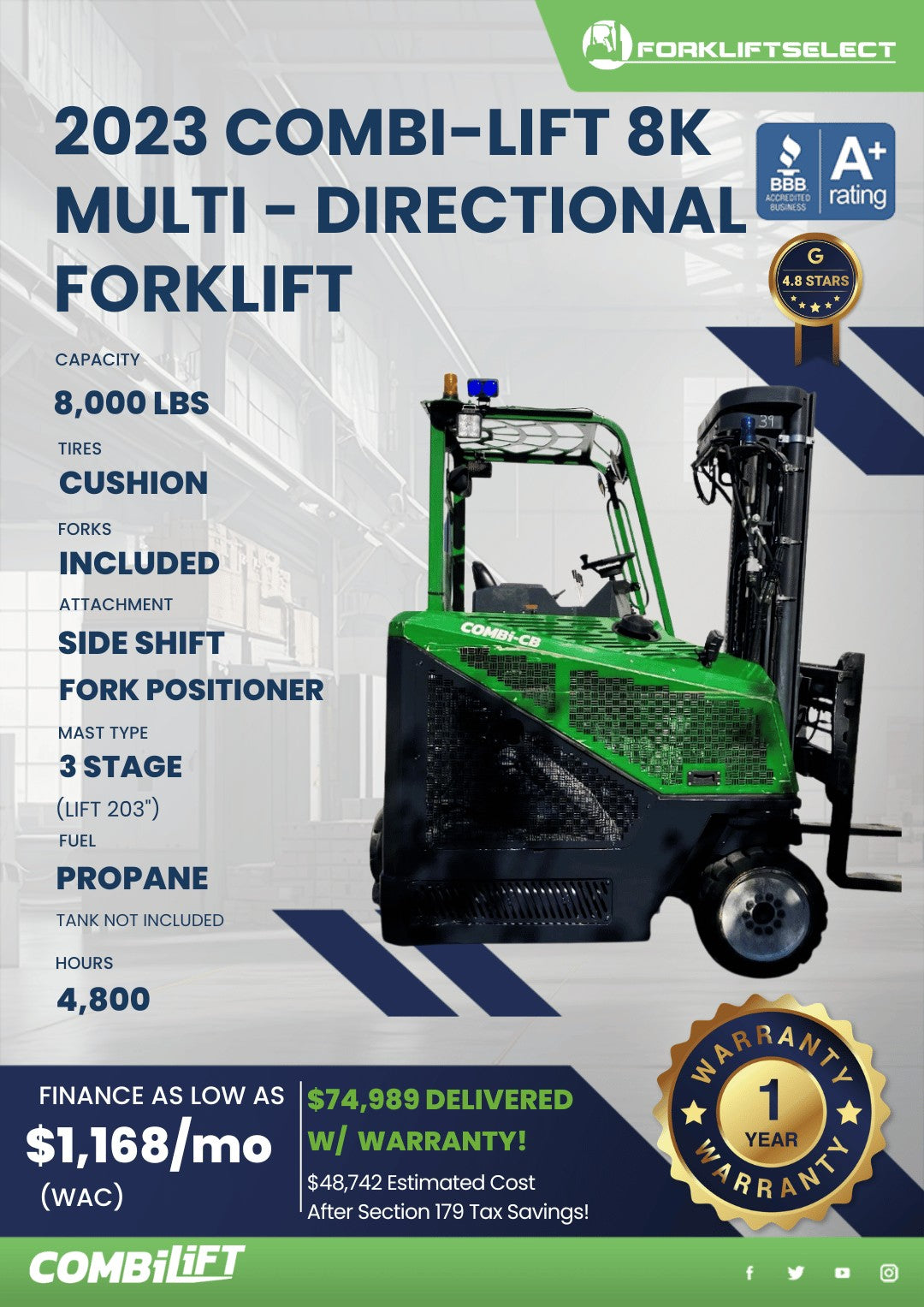 2023 Combilift 8K Cushion
