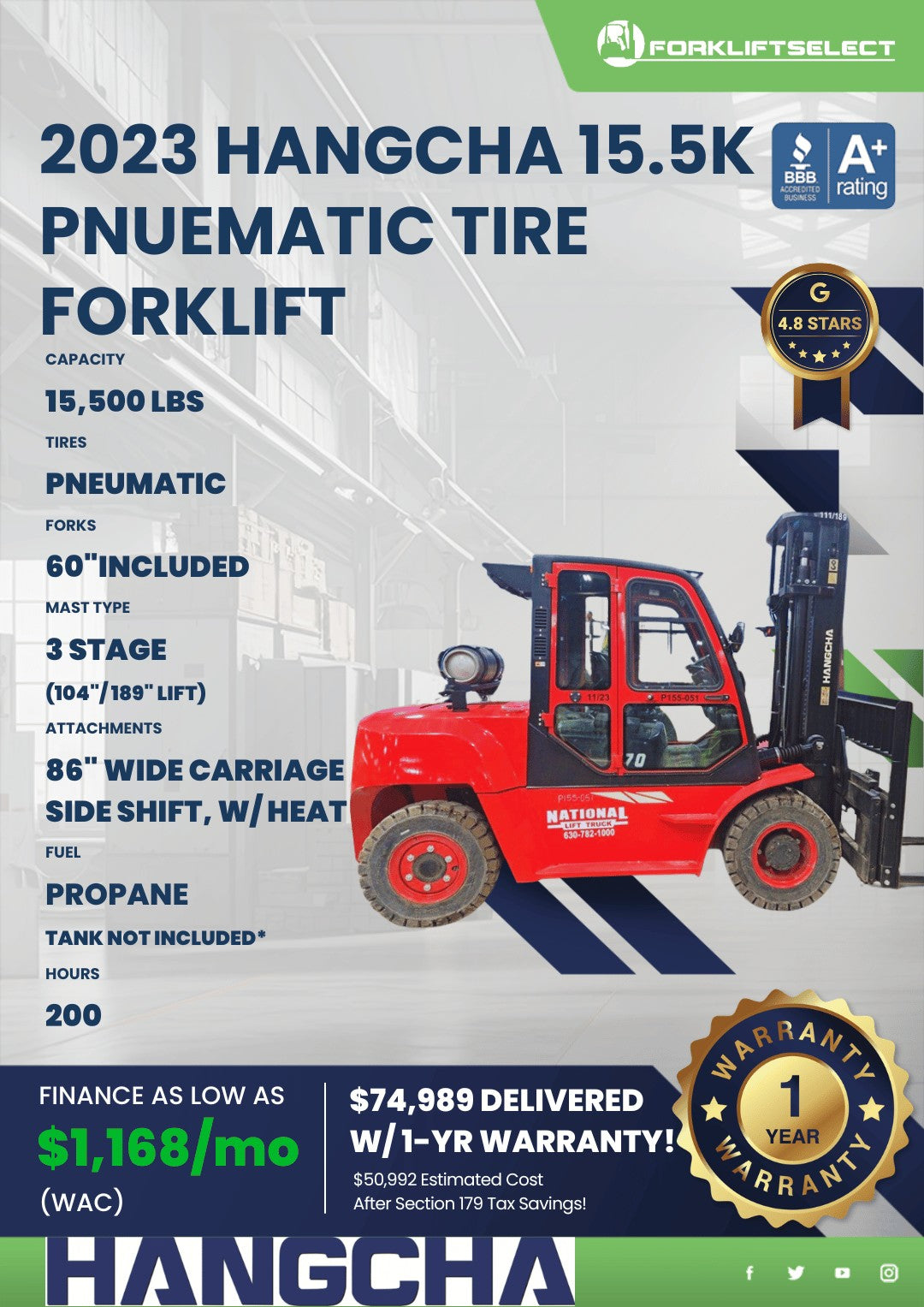 2023 Hangcha 16K Pneumatic