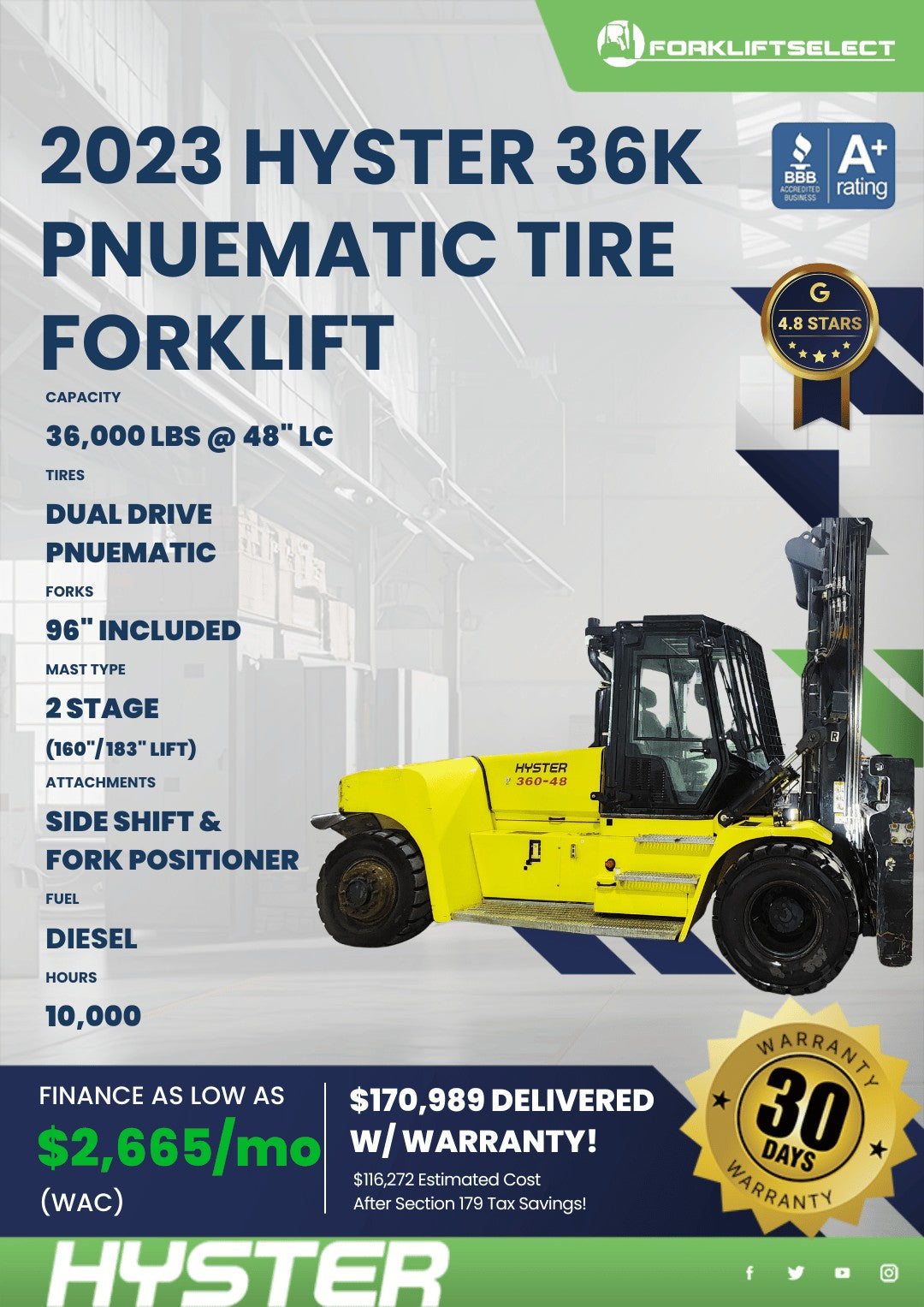 2023 Hyster 36K Pneumatic