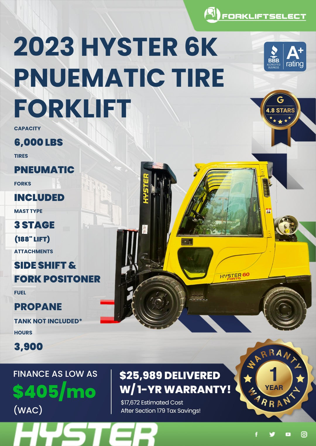 2023 Hyster 6K Pneumatic