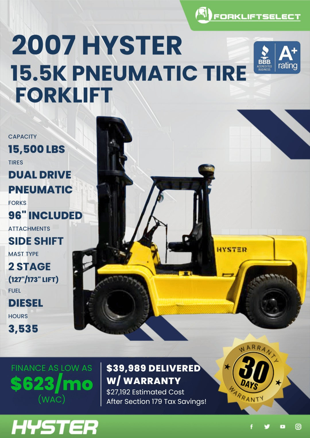 2007 Hyster 16K Pneumatic